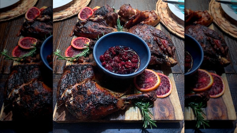 agrodolce bowl on meat platter