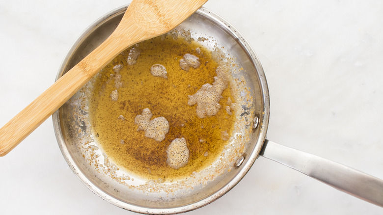 brown butter in stainless steel pan