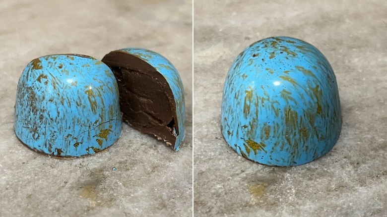 blue dark chocolate truffle