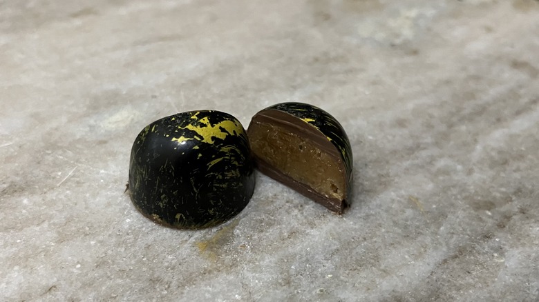 dark chocolate truffle with gold