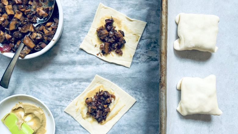 pastry bundles in pan