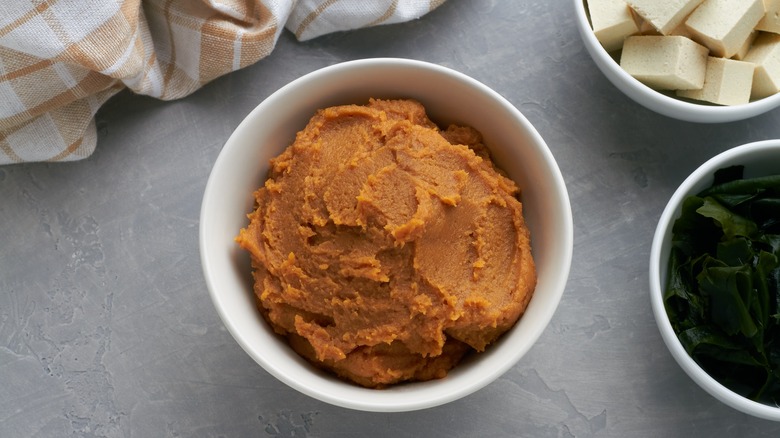 A bowl of miso paste