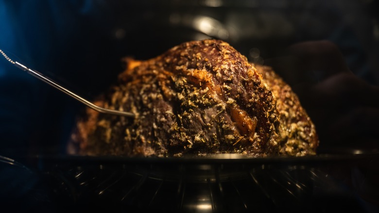 Prime rib in oven