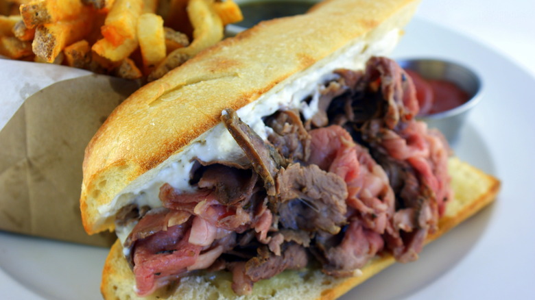 Prime rib French dip sandwich