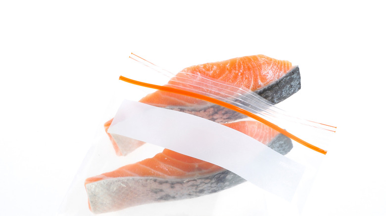 salmon in a freezer bag
