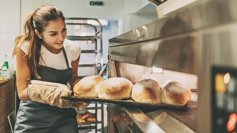 Baking bread in oven