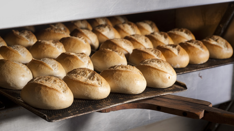 Bread loafs in oven