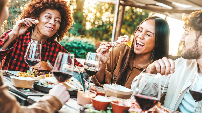 friends eating outside