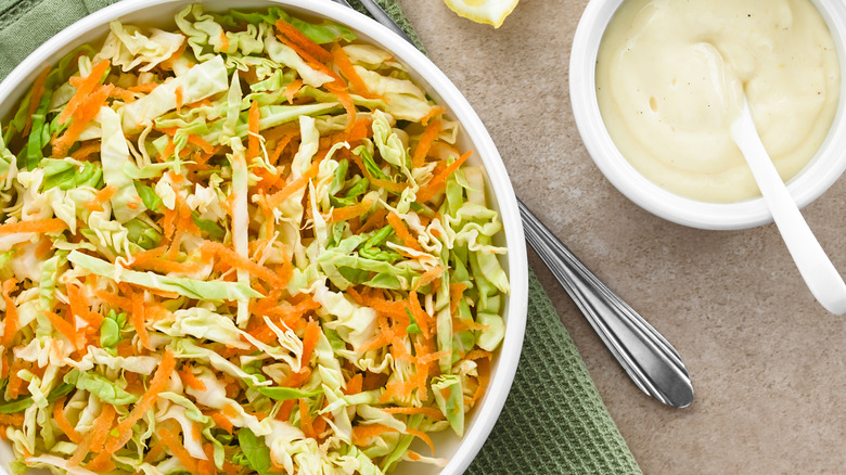 shredded vegetables and dressing