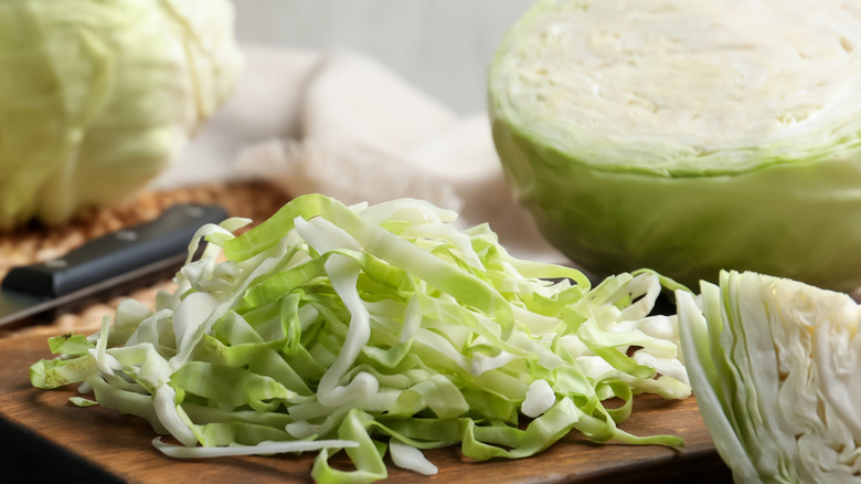 whole and shredded cabbage