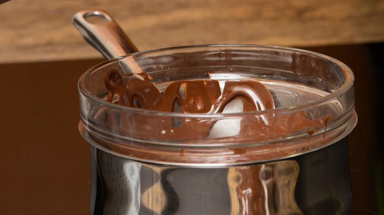 chocolate melting in a pan