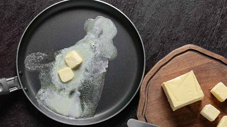 Butter Melting in Frying Pan
