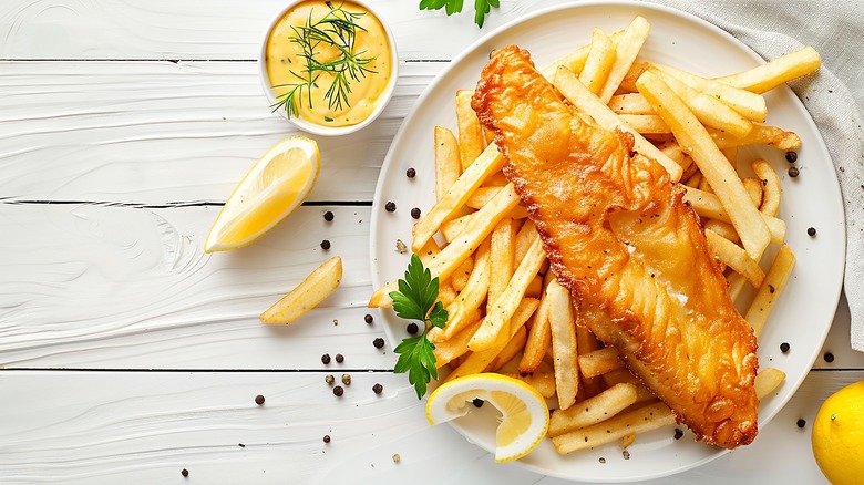 fish and chips on a plate