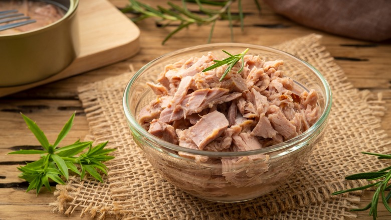 Bowl of canned tuna