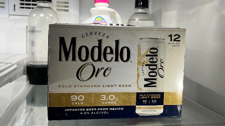 Case of Oro in fridge