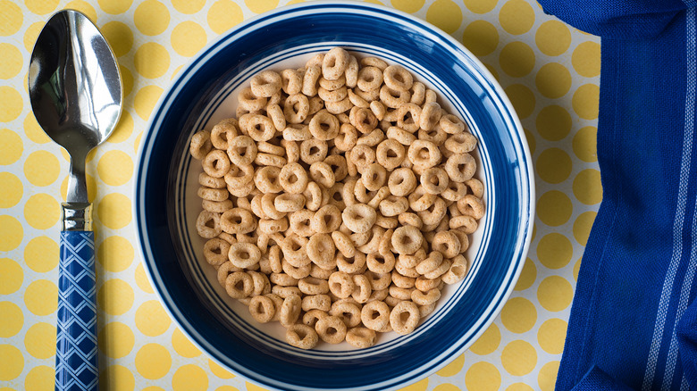 Bowl of Cheerios from above