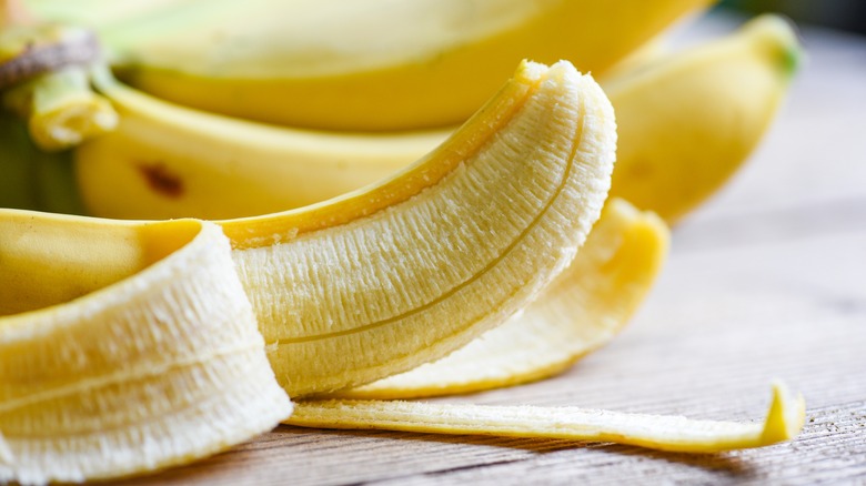 Bananas on wood surface