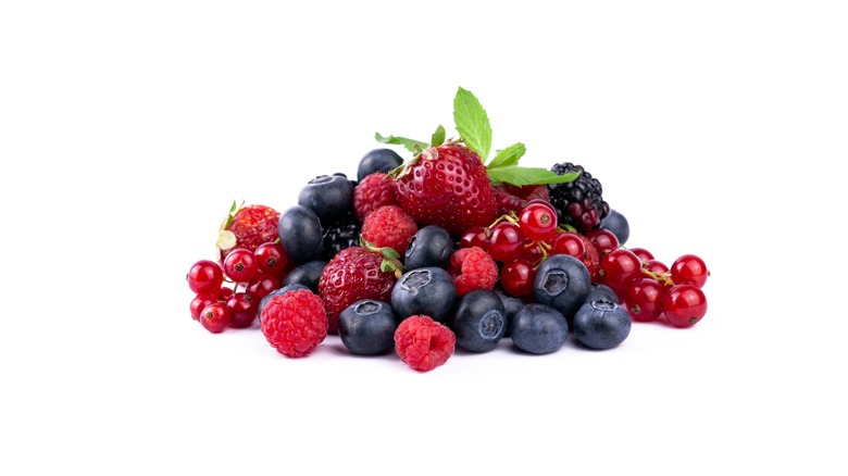 Mixed berries on white background