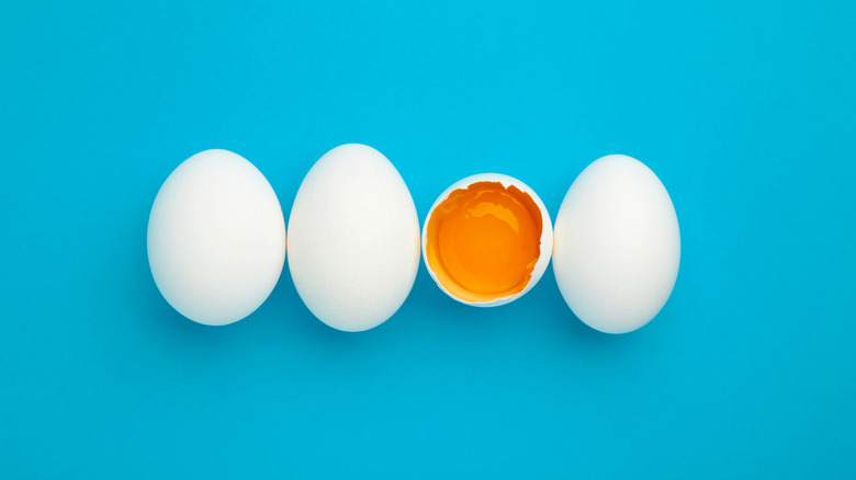 Eggs on blue background