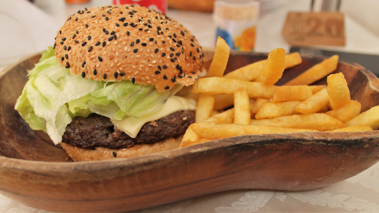 camel burger and french fries