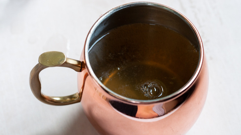 pale drink in copper mug
