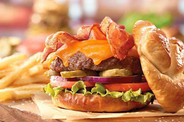 Ruby Tuesday's Bacon Cheese Pretzel Burger