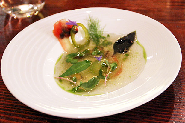 Orange Rind, Green Tomato, and Melon Float — Ubuntu (Napa Valley, Calif.)