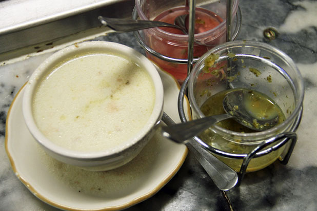 Clam Chowder with Jalapeño Mignonette — Swan Oyster Depot (San Francisco)