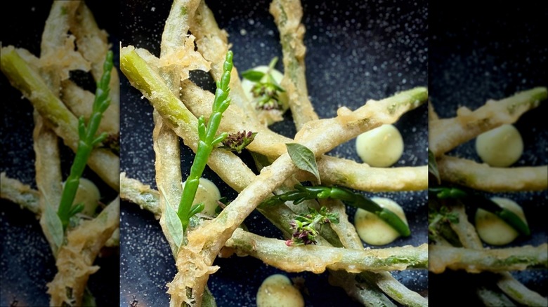 tempura garlic scapes