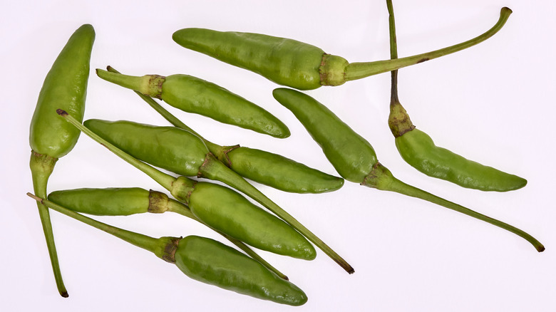 Thai green chili peppers