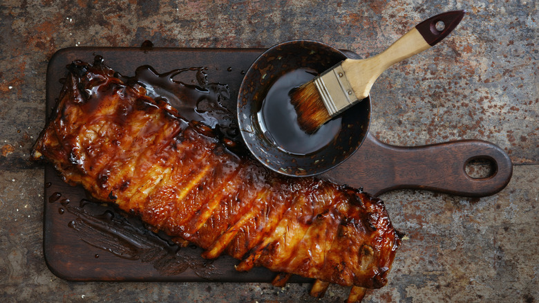 Barbecue glaze on ribs