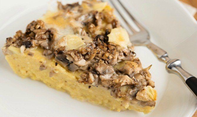 Mushroom and Robiola Cheese Polenta Pie