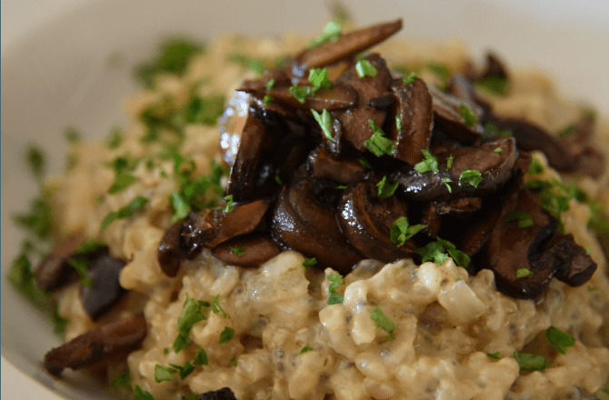 mushroom chia risotto