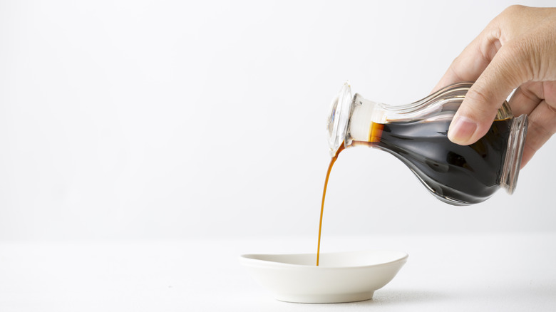 Pouring soy sauce