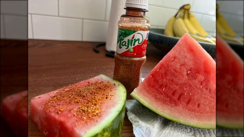 watermelon with tajin seasoning