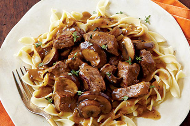 Steak Tips with Peppered Mushroom Gravy