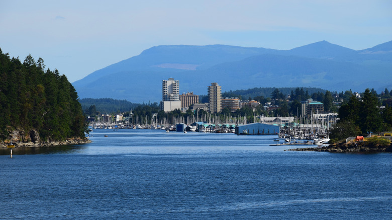 Mountains looming over Nanaimo port