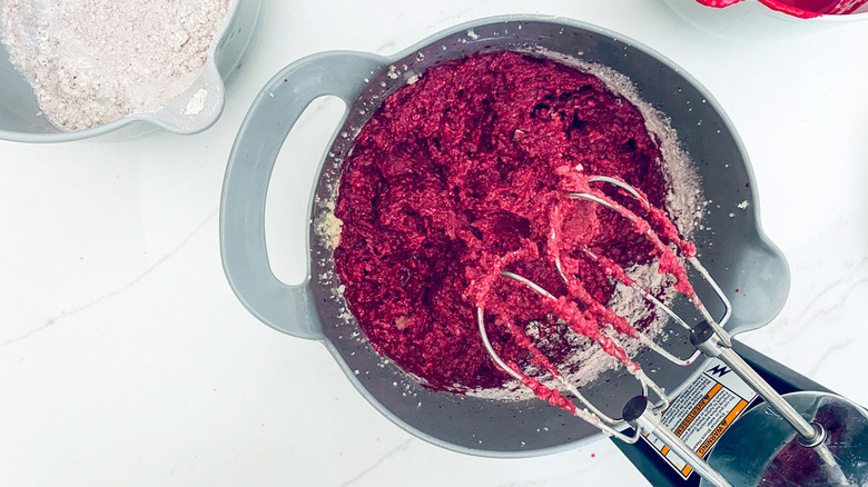 Butter and sugar in a stand mixer