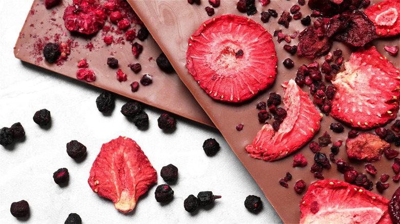 Chocolate bars and freeze dried berries 