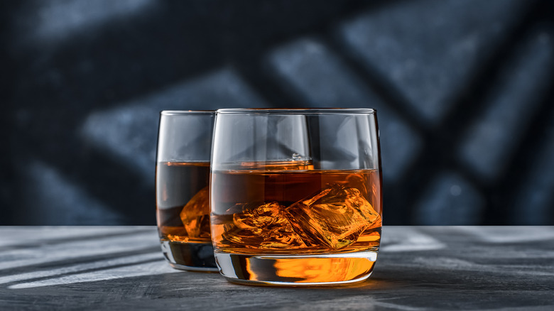 two double whiskies on rocks