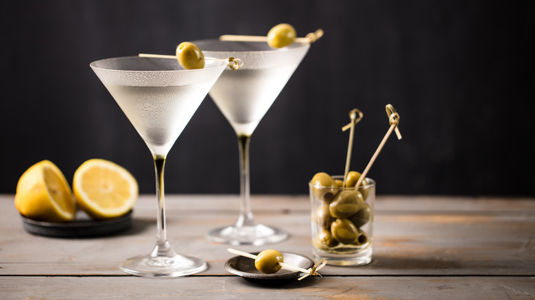 dry martinis and garnishes