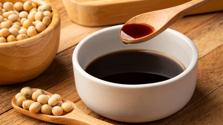 Bowl of soy sauce