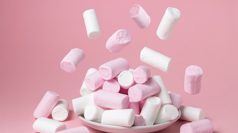 Marshmallows stacked in a dish