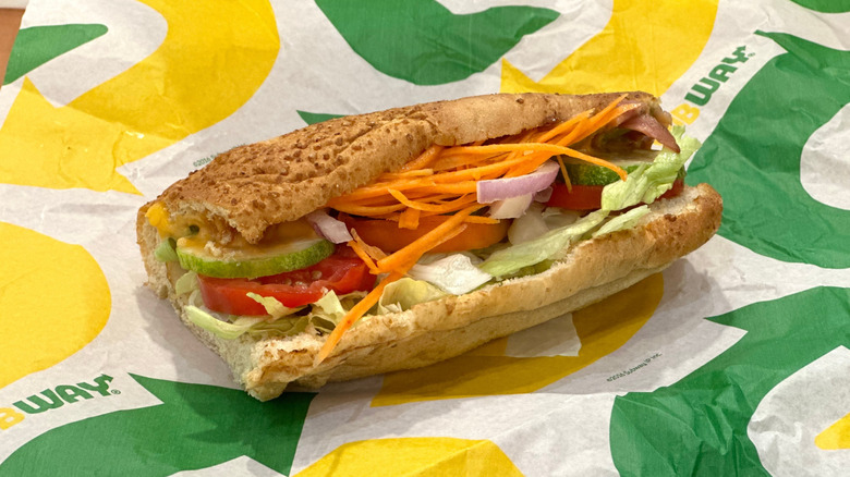 Subway veggie sandwich in wrapping