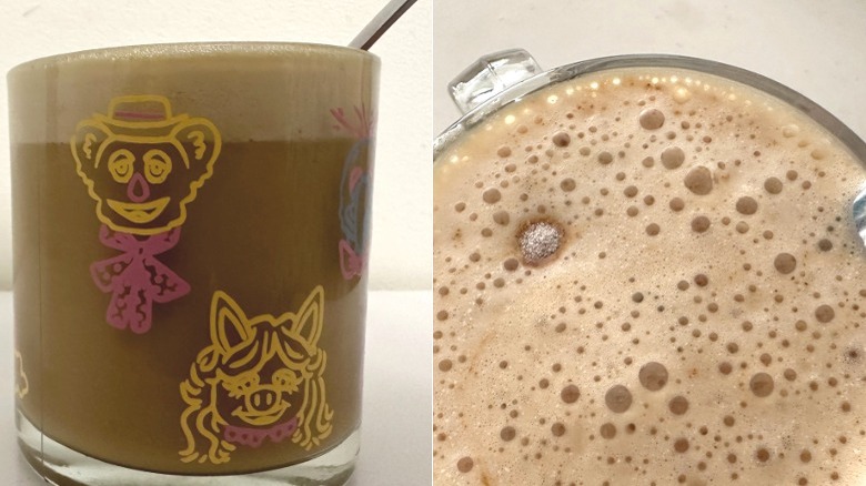 latte with foam split image