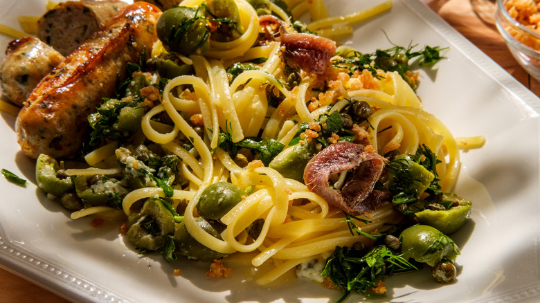 linguini with Castelvetrano olives