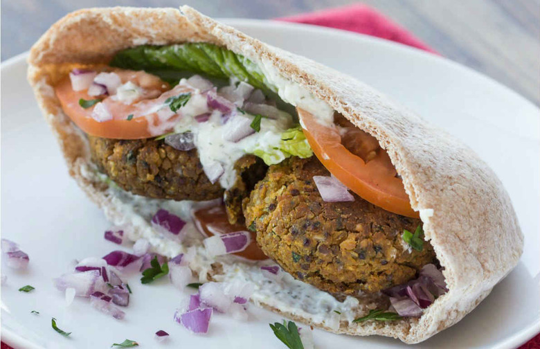 Baked Quinoa Falafel Pita with Tzatziki