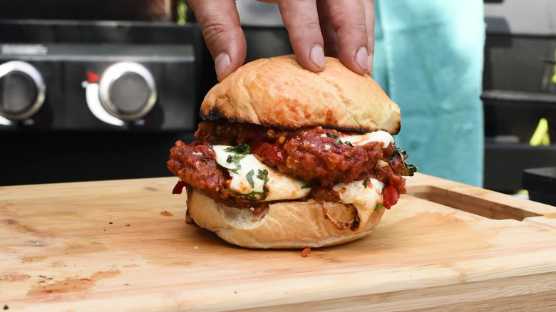 Homemade veal parm sandwich