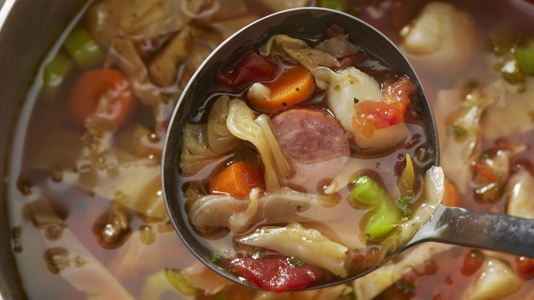 ladle of kielbasa soup