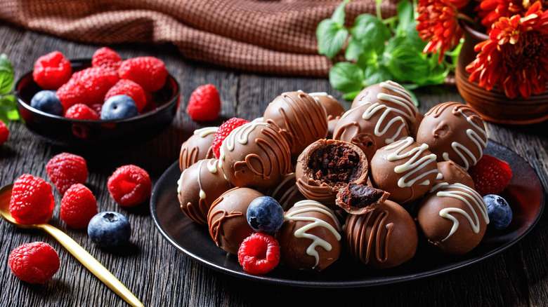 chocolate truffles with fresh fruit